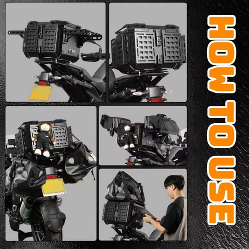 45/55L Motorcycle Helmet Box Aluminum Top Tail Rear Luggage Storage Tool Cases Lock Trunk For YAMAHA For Honda For BMW