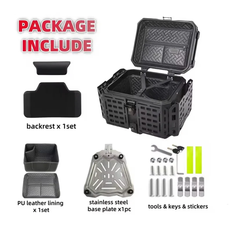 45/55L Motorcycle Helmet Box Aluminum Top Tail Rear Luggage Storage Tool Cases Lock Trunk For YAMAHA For Honda For BMW