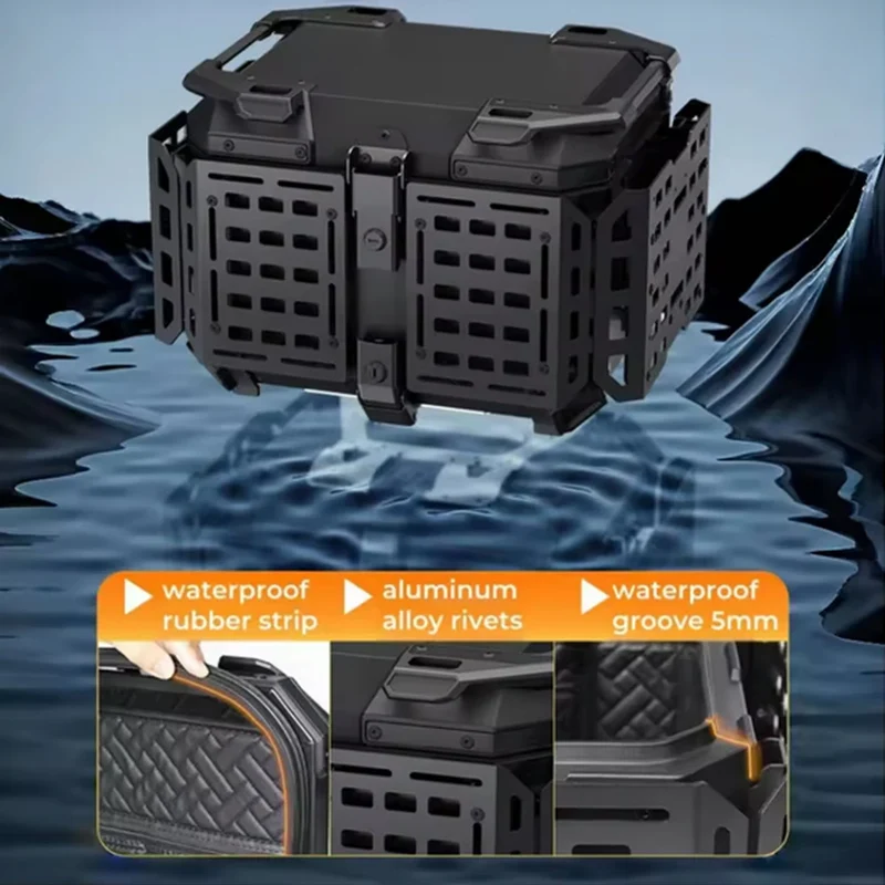 45/55L Motorcycle Helmet Box Aluminum Top Tail Rear Luggage Storage Tool Cases Lock Trunk For YAMAHA For Honda For BMW