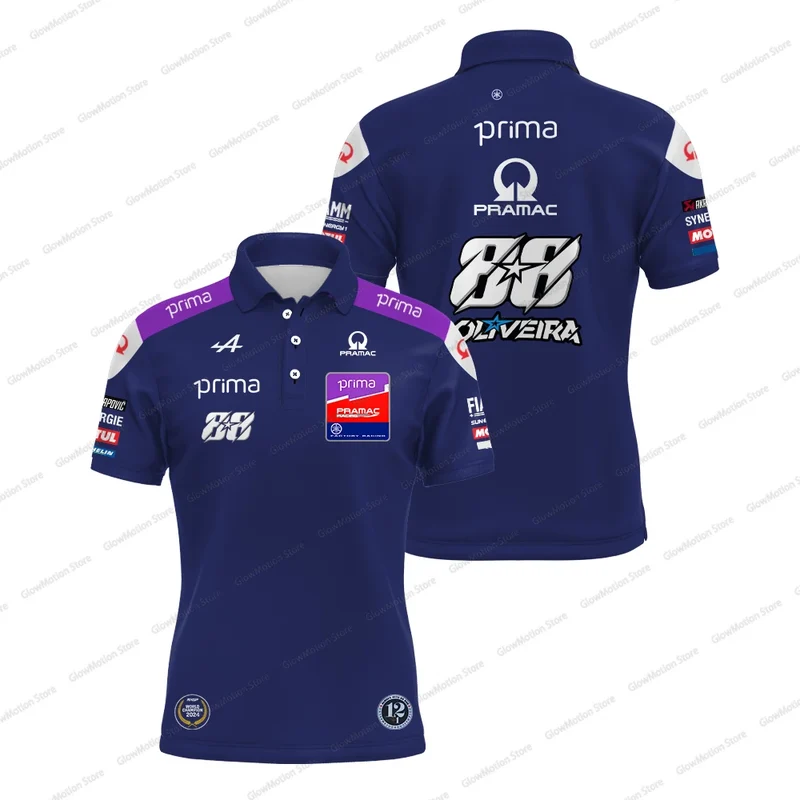 Jack Miller 43 PRAMAC Racing Polo shirt for Men 2025 Outdoor Sport Quick Dry Moto T-Shirt Miguel Oliveira 88 Plus Size Team Polo