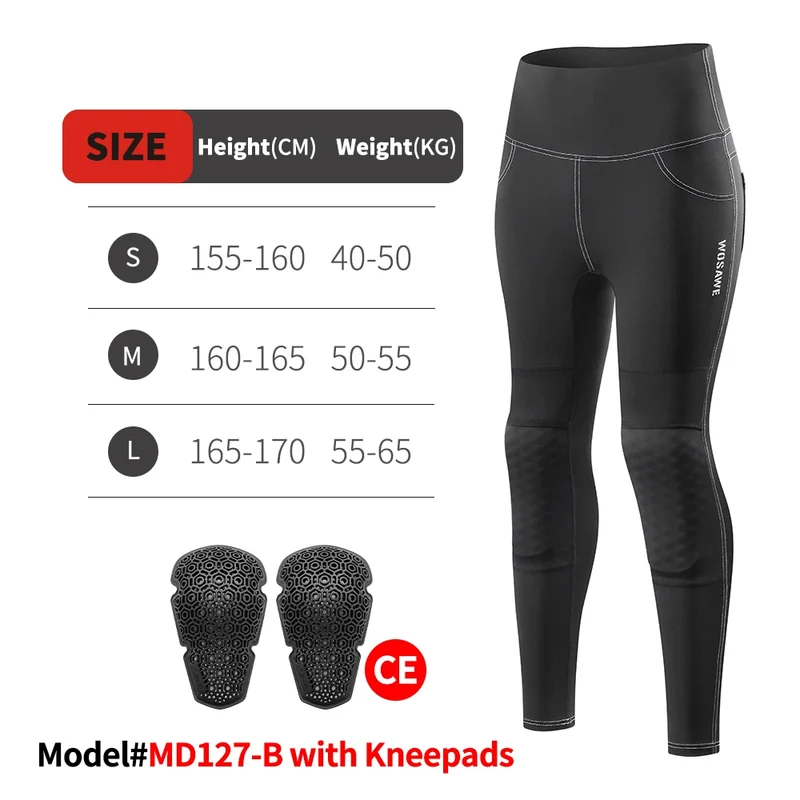 WOSAWE Women Motorcycle Pants Slim Fit with Off-road Outdoor Riding Pants With CE Protective Knee Pads Motocross Motorbike Pant