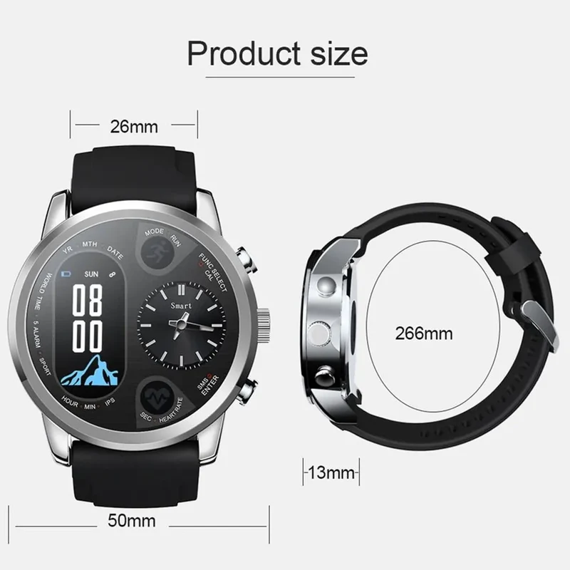 T3PRO t3 Dual Time Hybrid Watch Japanese Quartz Movement IPS Screen Message Display Call Reminder Heart Rate for Ios Android