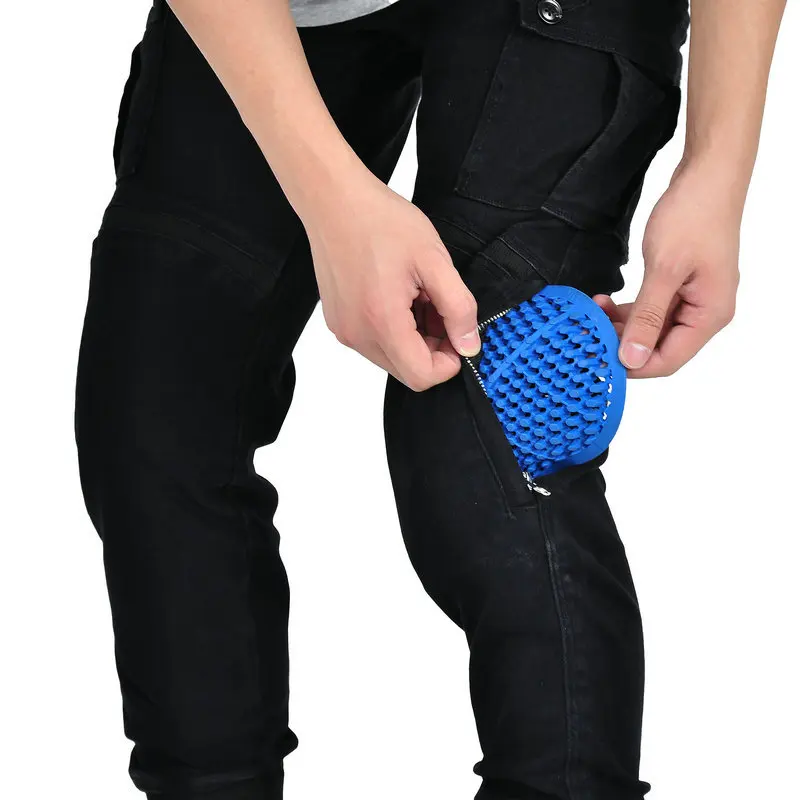 Men's Motorcycle Riding Jeans Windproof Casual Motorcycle Pants Anti-drop Workwear Pants with Adjustable Protective Gear