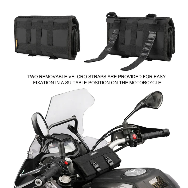Rhinowalk Motorcycle Tool Bag Roll Toolkit Saddle Bag Portable Repair Kit Storage Pouch Universal Large Capacity Side Tool Bag