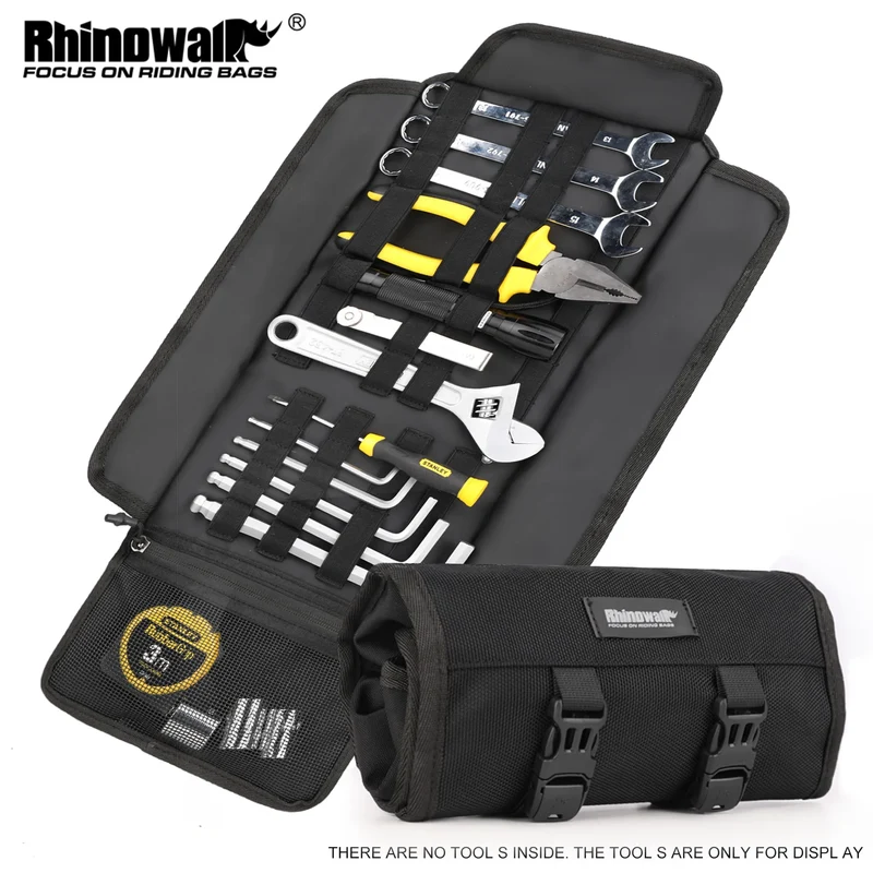 Rhinowalk Motorcycle Tool Bag Roll Toolkit Saddle Bag Portable Repair Kit Storage Pouch Universal Large Capacity Side Tool Bag