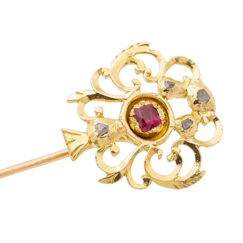 Accessoire Epingle à cheveux Or jaune Rubis, Diamant