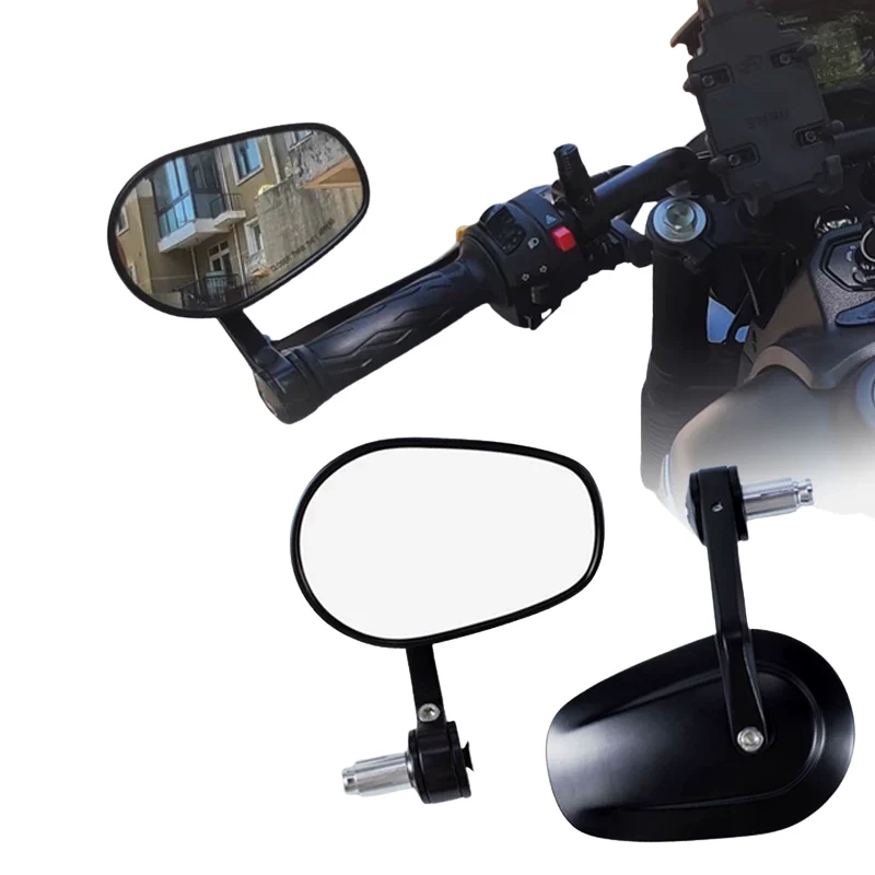 Rétroviseur embout de guidon noir large type Harley