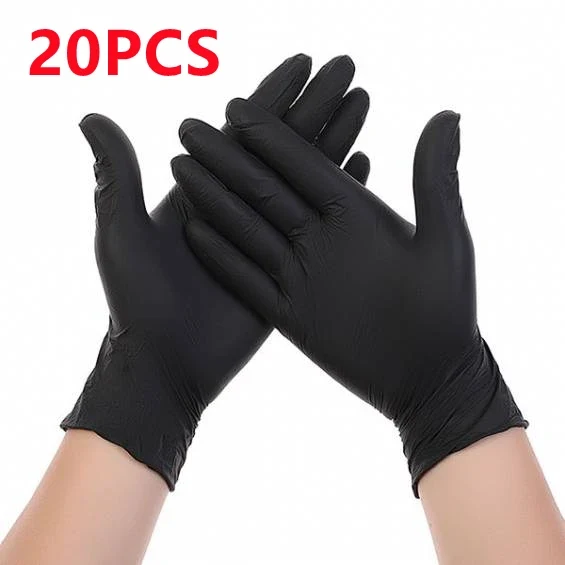 100/50/20PCS Black Nitrile Gloves Disposable Thick Powder Free Cleaning Gloves Textured Kitchen Household Mechanic Tattoo Gloves