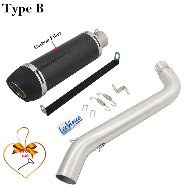 For VOGE DS525X DS 525X 2023 2024 Motorcycle Exhaust Leovince Escape Systems Modify Mid Link Pipe Carbon Fiber Muffler DB Killer
