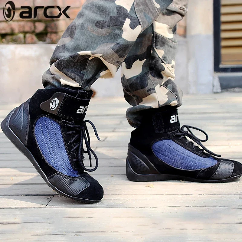 ARCX Motorcycle Cow Leather ankle shoes Motorbike Genuine Chopper Cruiser Touring Racing boot Riding shoes