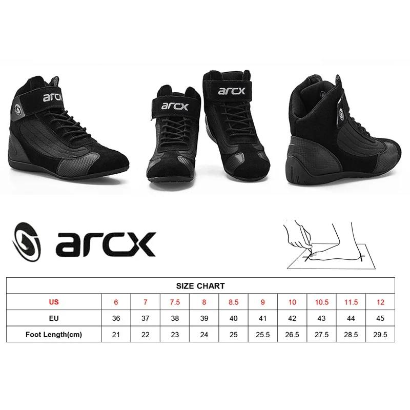 ARCX Motorcycle Cow Leather ankle shoes Motorbike Genuine Chopper Cruiser Touring Racing boot Riding shoes