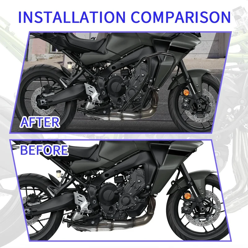 WOLFLINE for Yamaha Tracer 9 Engine Guard Bumper for Yamaha GT Highway Crash Bars Frame Bumper Protection Bars 2021-2025