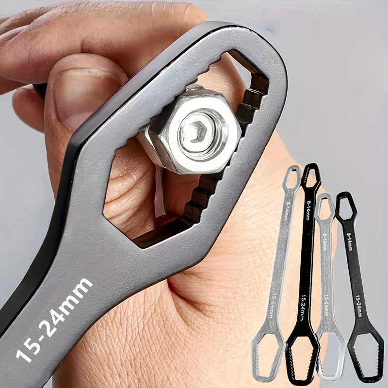 8 to 17 Black Multifunctional Double End Box Wrench Hexagon Double End Solid Wrench Screw and Nut Tool with Various Diameters