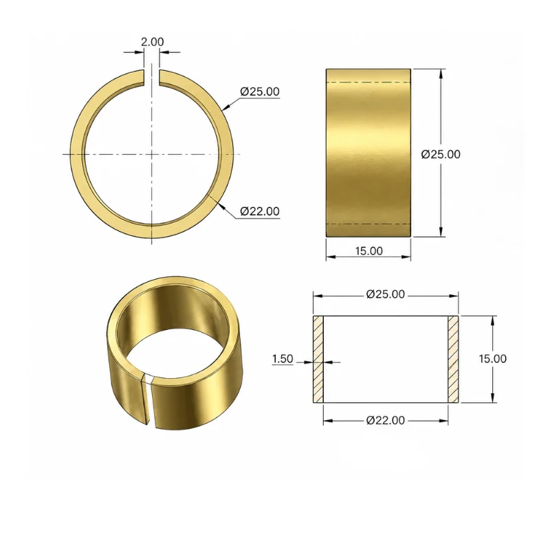 Bague d’adaptation guidon 22→25 mm en laiton