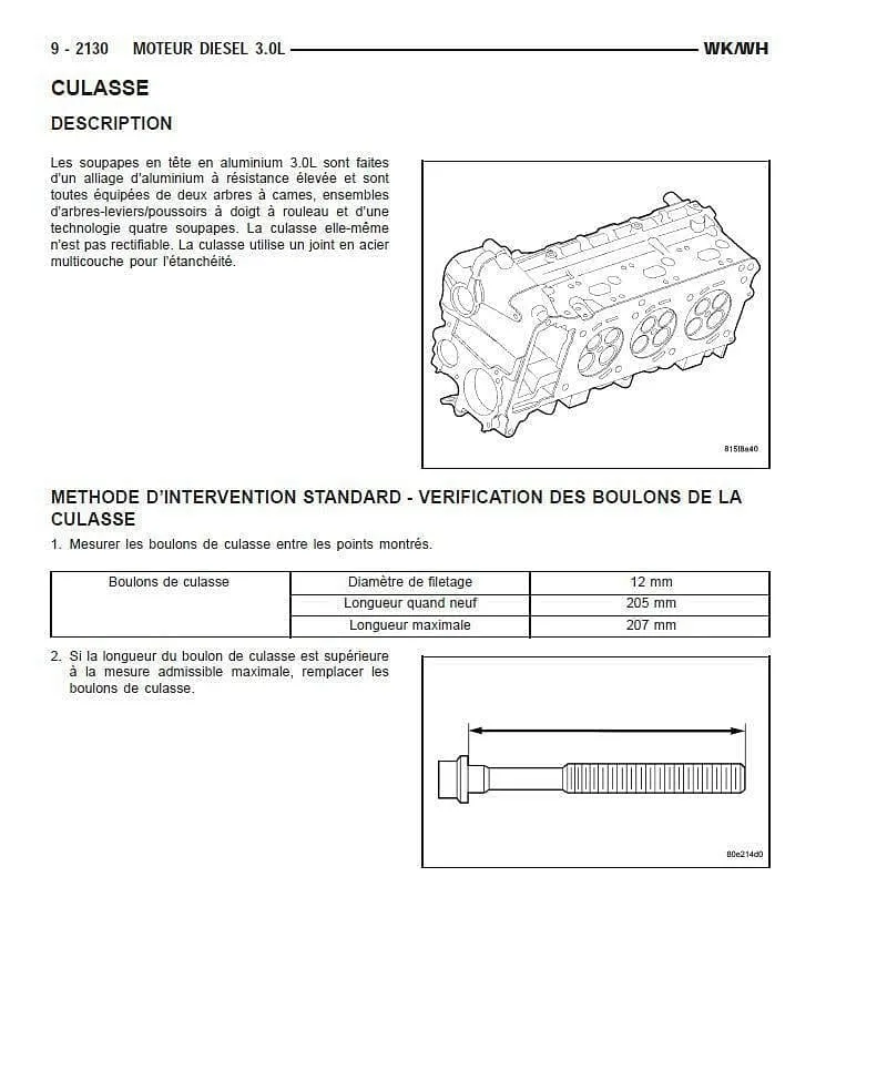 manuel d'atelier Moteur 3.0 CRD Mercedes jeep Chrysler