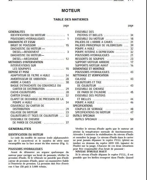 Manuel d'atelier Moteur VM 2litres 5 TD version Jeep