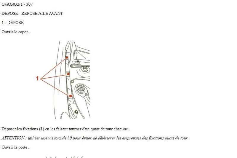 Manuel d'atelier Peugeot 307