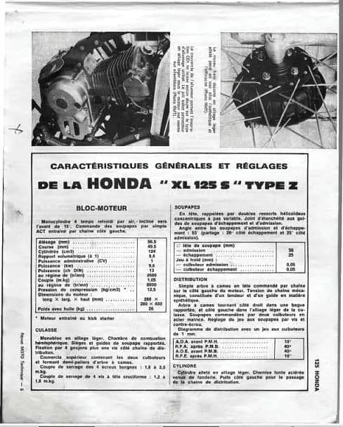 revue technique Honda 125 XLS