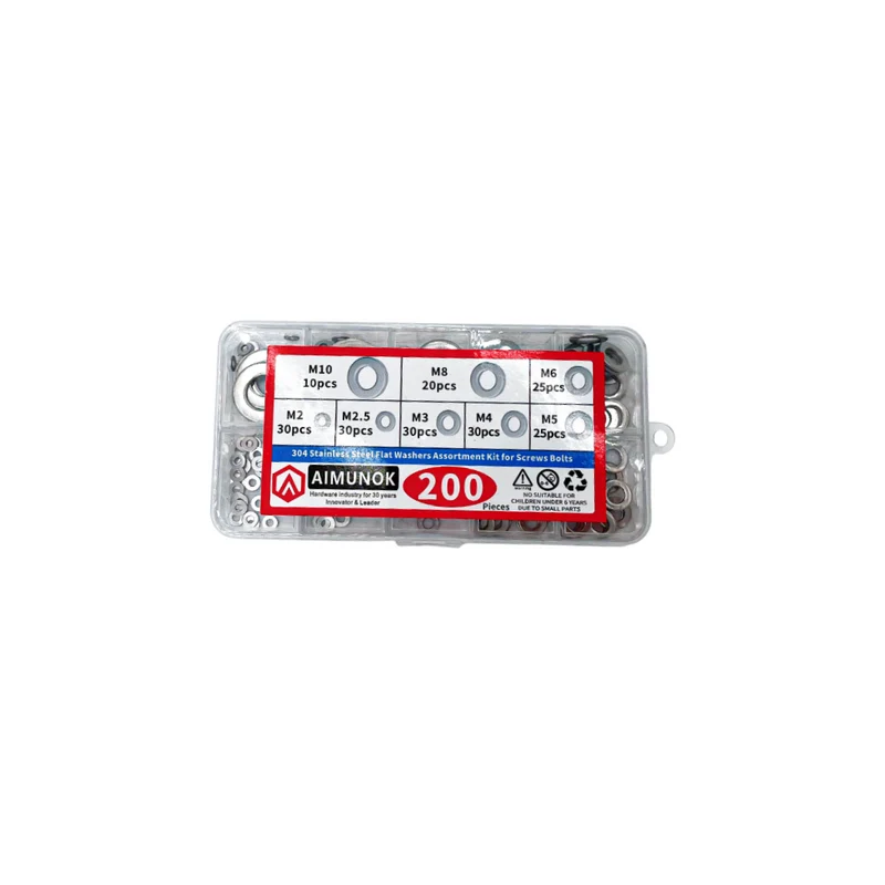 Anneaux en acier inoxydable 200 pièces M2 à M10