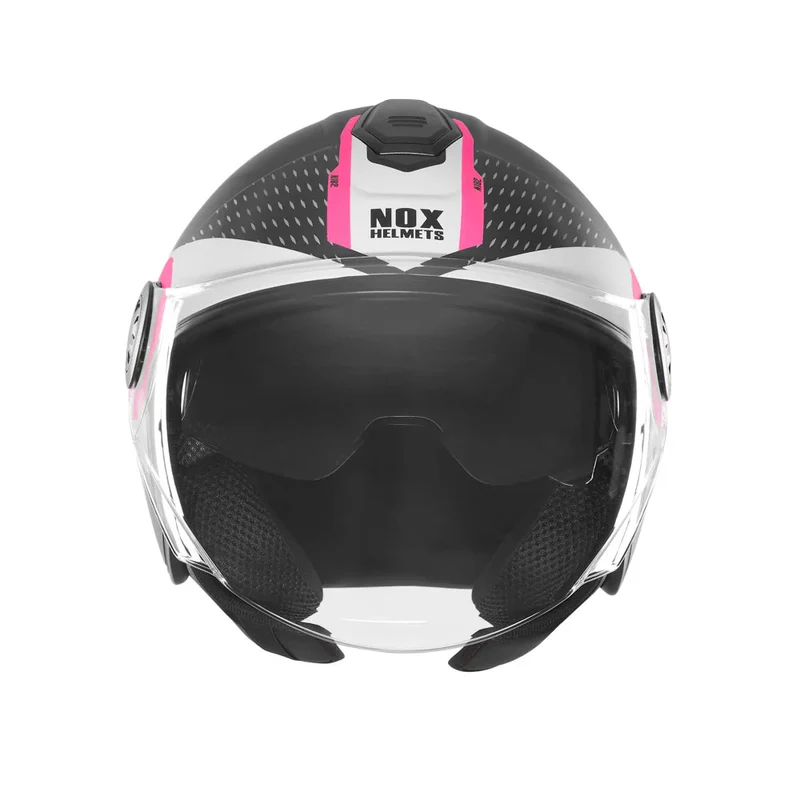 Casque jet femme - N182 Round noir mat rose