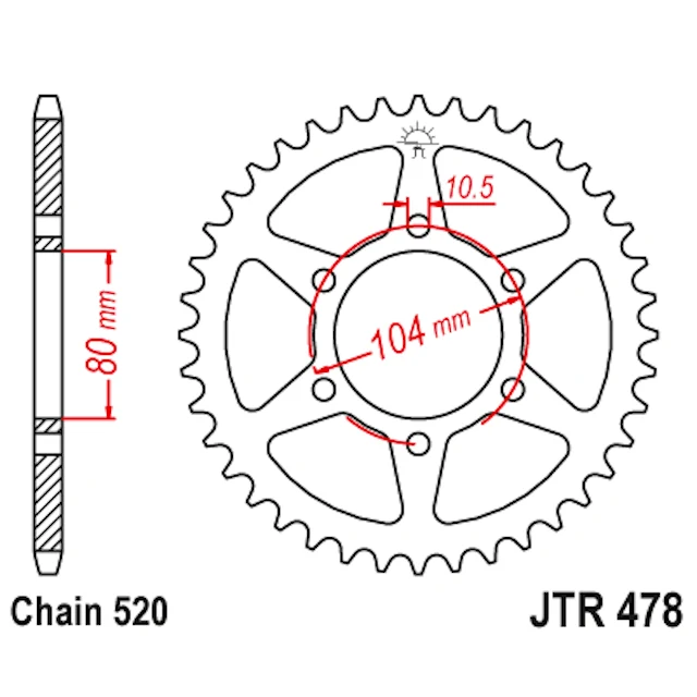 Corona de acero Kawasaki ZX-6R / EX650 / Z650 / KLE 650 Z-40 Dientes JT Sprockets