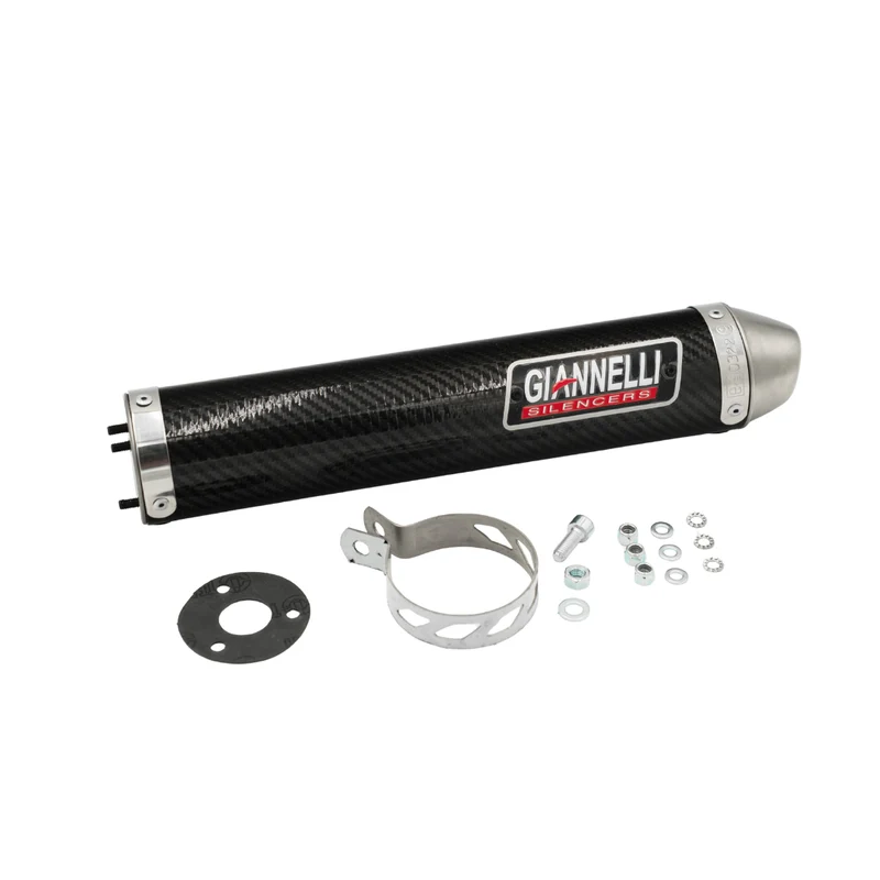 Pot d'échappement BGM 52 Temps Noir + Silencieux Giannelli Carbone Piaggio / Gilera 125-180cc 2 Temps