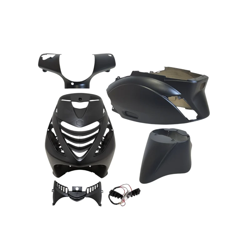 Kit Carrosserie SP Noir Semi Mat + Feux de Calandre Blanc Piaggio Zip