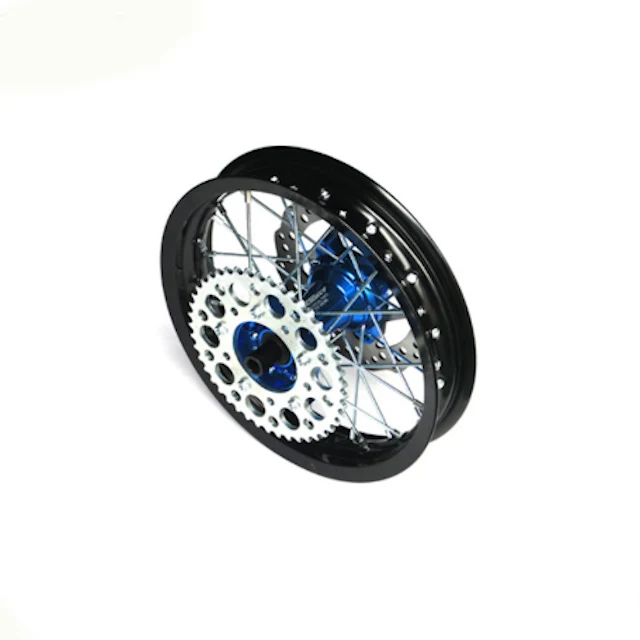 Llanta trasera aluminio completa 1.85x12" buje CNC Pitbike YCF