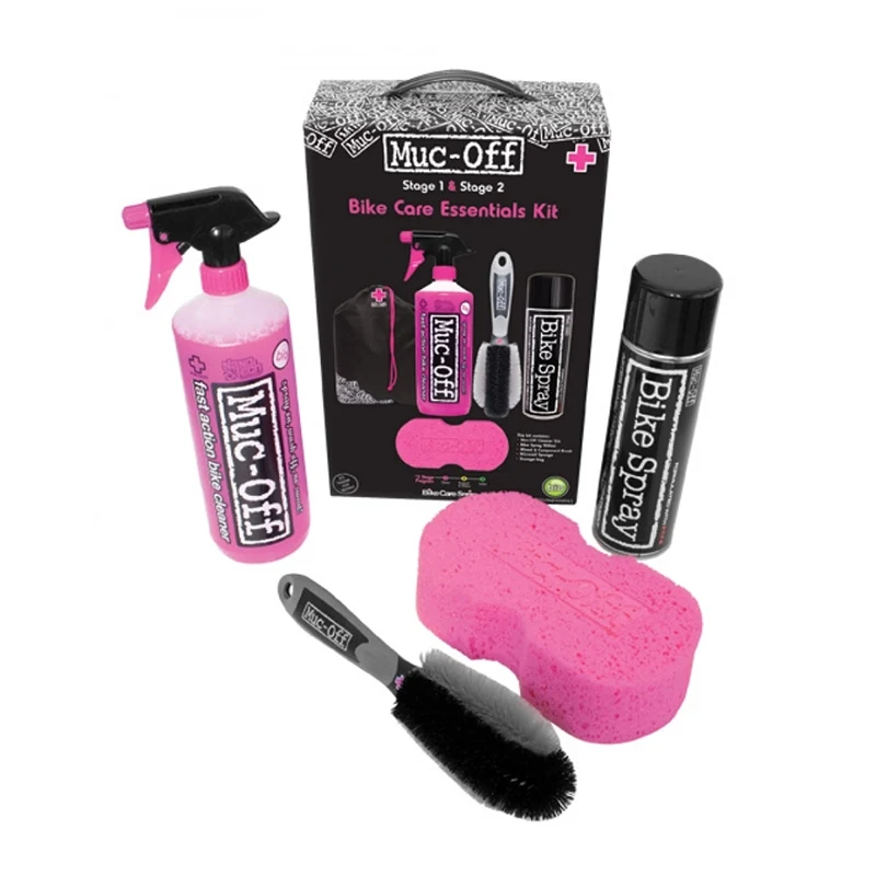 Kit completo de limpieza MUC-OFF: Protector, limpiador, esponja y cepillo
