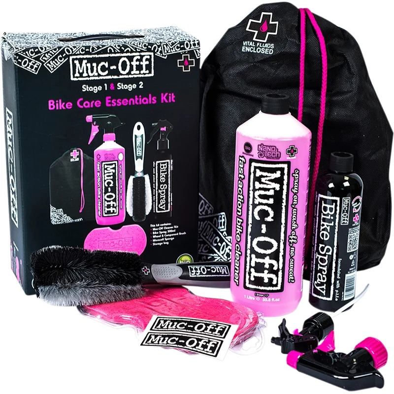 Kit completo de limpieza MUC-OFF: Protector, limpiador, esponja y cepillo