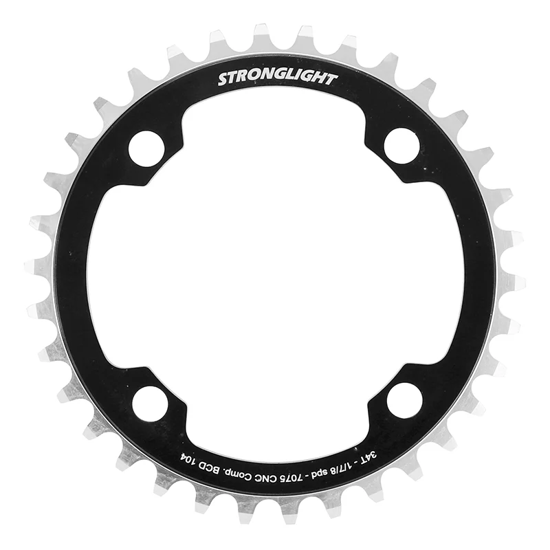 Plateau VAE-E-Bike 4 branches Ø 104 Pour Bosch - Brose - Yamaha - Bafang - Shimano -Sram Stronglight 34 dents Mono Noir Alu 7075 10-9-8V.