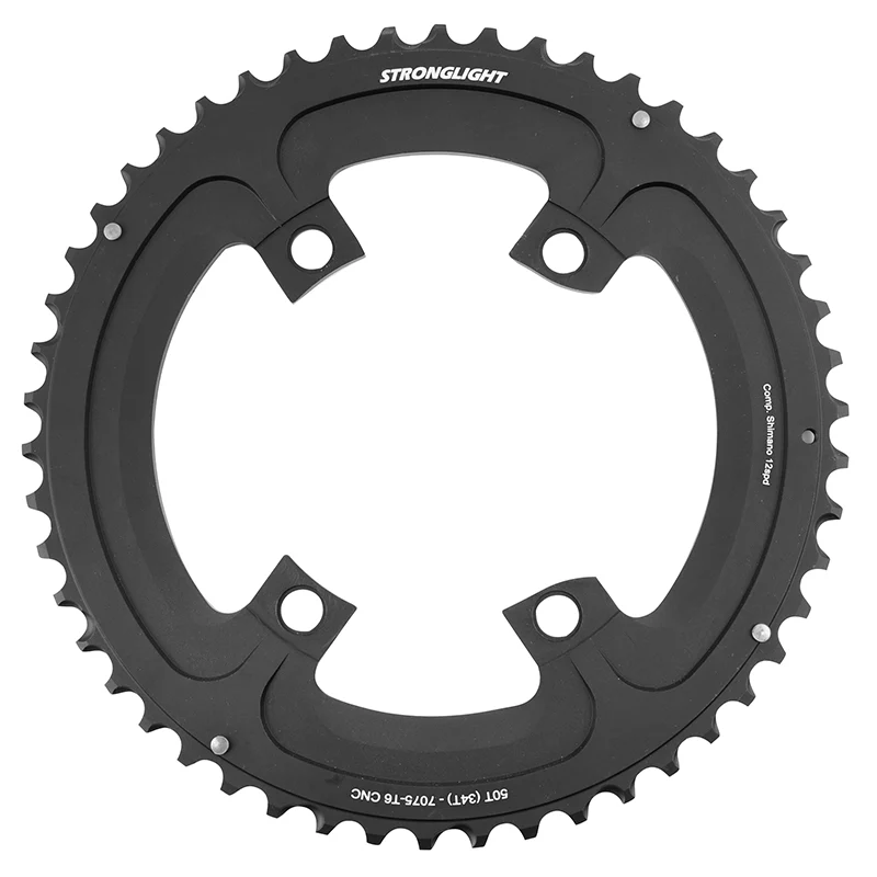 Plateau Route 4 branches Ø 110 Pour Shimano Ultegra R8100- Dura-Ace R9200- 105 R7100 Stronglight Double 50 dents Extérieur Noir Alu 12V. Pour Intérieur 34 dents (Penser A Commander Le Kit Intravis Correspondant)
