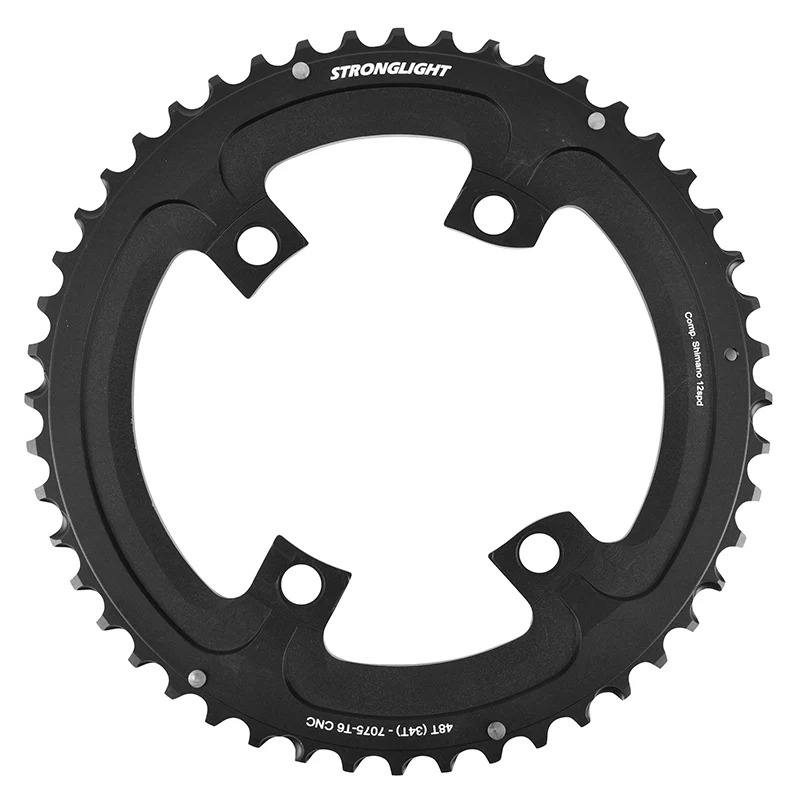 Plateau Route 4 branches Ø 110 Pour Shimano Ultegra R8100- Dura-Ace R9200- 105 R7100 Stronglight Double 48 dents Extérieur Noir Alu 12V. Pour Intérieur 34 dents (Penser A Commander Le Kit Intravis Correspondant)