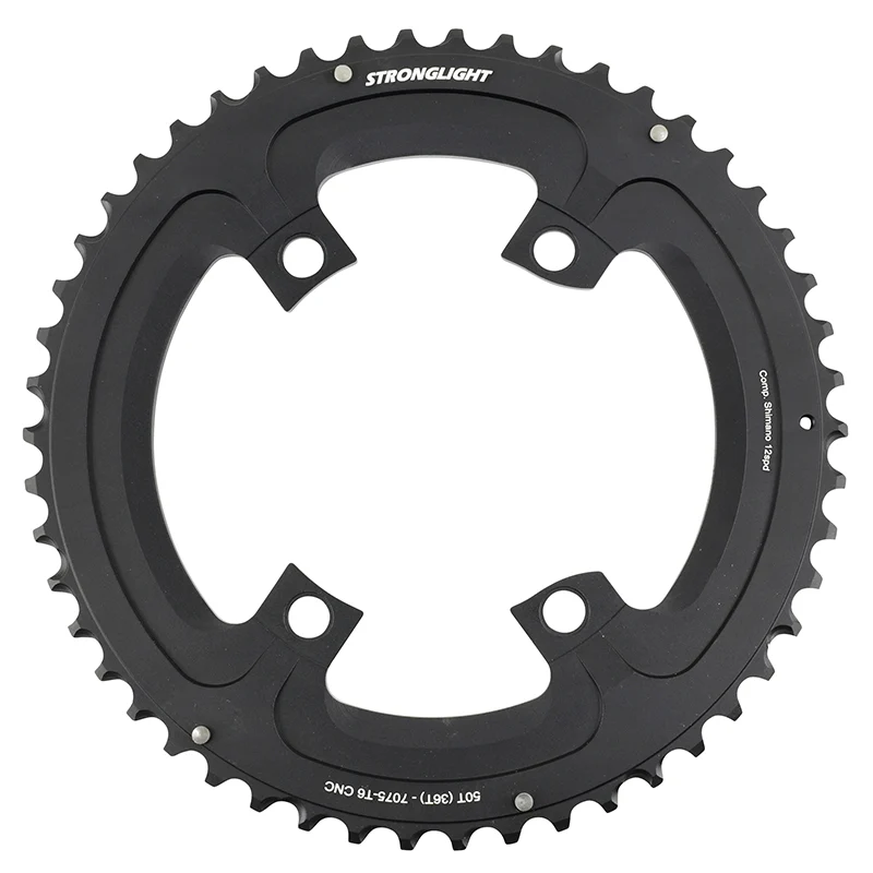 Plateau Route 4 branches Ø 110 Pour Shimano Ultegra R8100- Dura-Ace R9200- 105 R7100 Stronglight Double 50 dents Extérieur Noir Alu 12V. Pour Intérieur 36 dents (Penser A Commander Le Kit Intravis Correspondant)