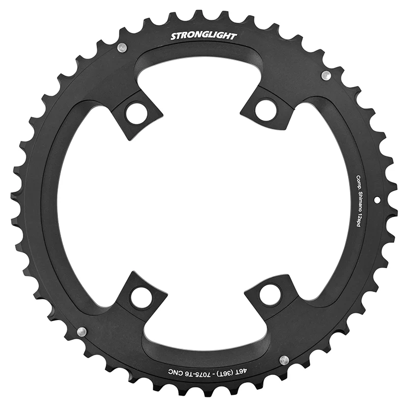 Plateau Route 4 branches Ø 110 Pour Shimano Ultegra R8100- Dura-Ace R9200- 105 R7100 Stronglight Double 46 dents Extérieur Noir Alu 12V. Pour Intérieur 36 dents (Penser A Commander Le Kit Intravis Correspondant)