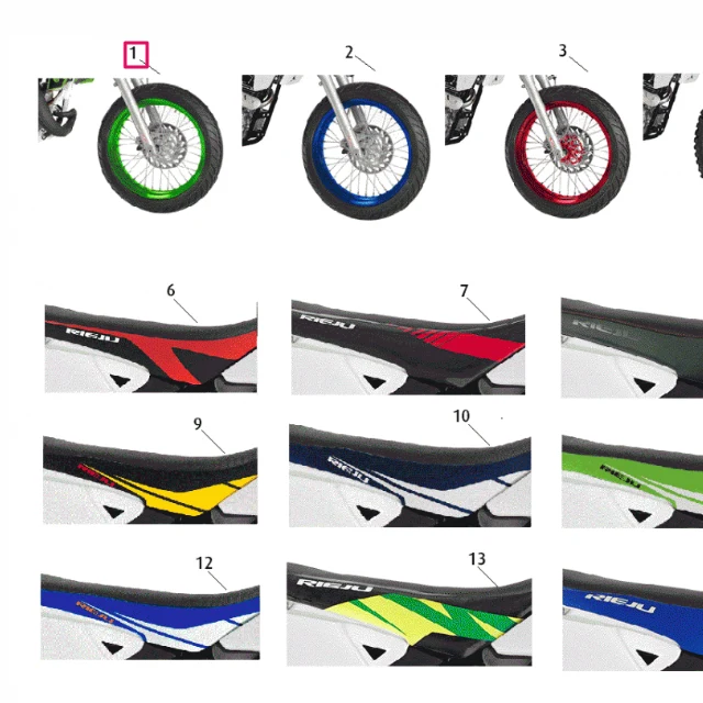Rueda trasera 17" completa sin neumático Rieju MRT 50 / Marathon 125 - verde
