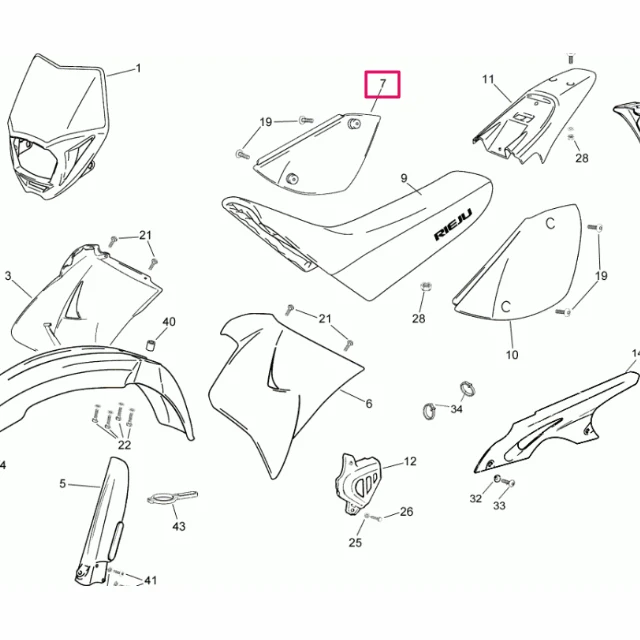 Tapa trasera derecha Rieju RR 50 Castrol