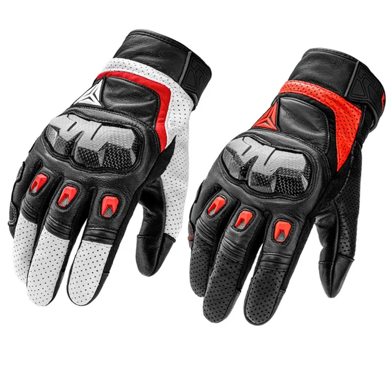 Motorcycle Leather Carbon Fiber Gloves Summer Winter Cross-country Mountain Bike Motorcycle Gloves Riding Motorcycle Rider Glove