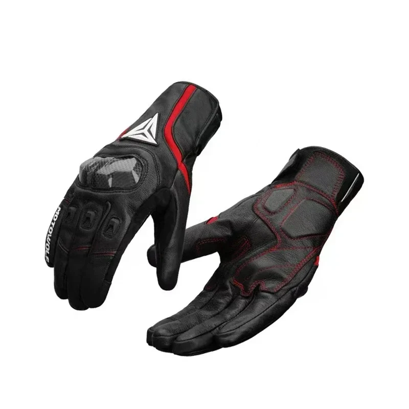 Motorcycle Leather Carbon Fiber Gloves Summer Winter Cross-country Mountain Bike Motorcycle Gloves Riding Motorcycle Rider Glove