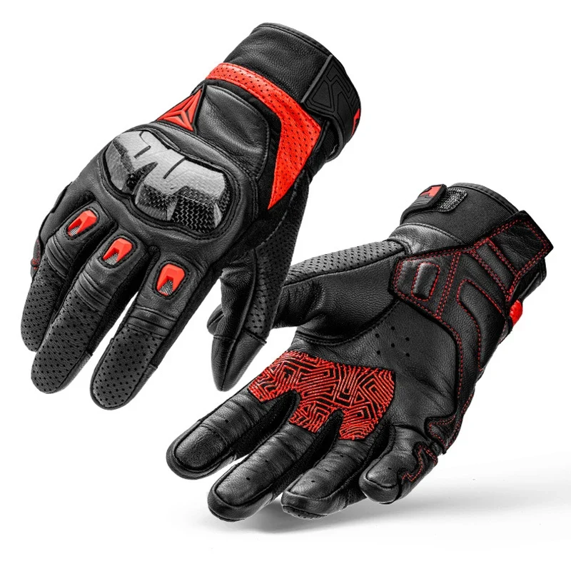 Motorcycle Leather Carbon Fiber Gloves Summer Winter Cross-country Mountain Bike Motorcycle Gloves Riding Motorcycle Rider Glove