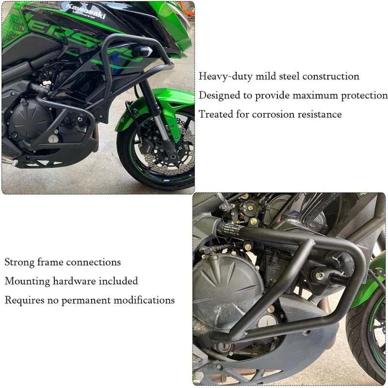 Motorcycle Lower or Upper Crash Bars Engine Guards Frame Protector For Kawasaki Versys 650 2015 2016 2017 2018 2019 2020 2021