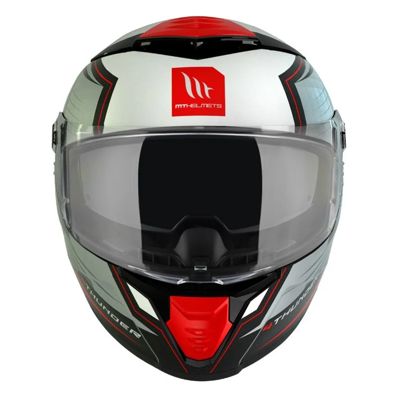 Casque intégral moto - Thunder gris rouge mat