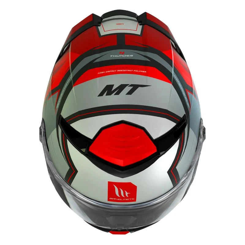Casque intégral moto - Thunder gris rouge mat