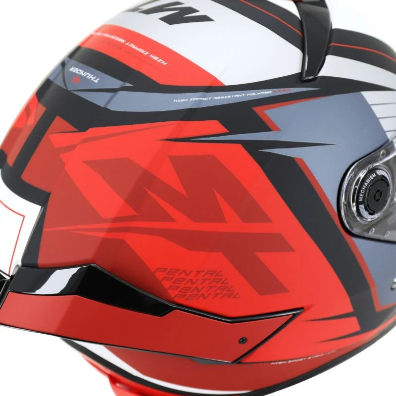 Casque intégral moto - Thunder gris rouge mat