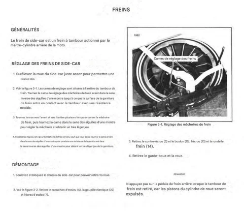 Manuel d'atelier Side car Harley Davidson 1979 1984 français