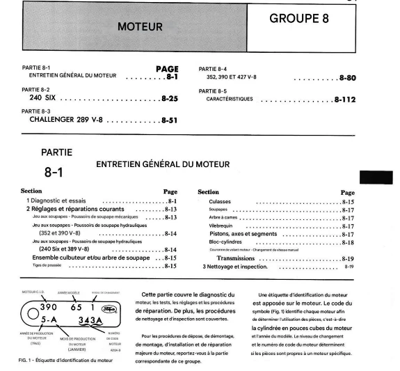 Manuel d'atelier Ford Mustang 1965 français