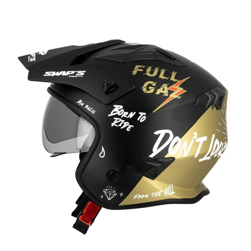 Casque jet moto - Trooper Full Gaz Noir et Or