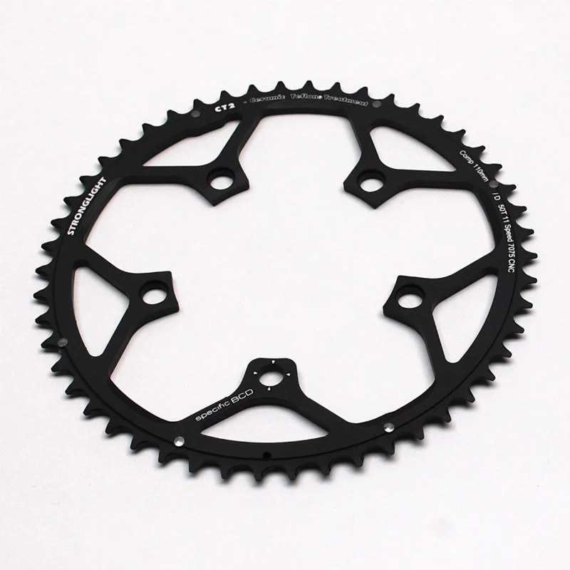 Plateau Route 5 branches Ø 110 Stronglight Ultra Torque 50 dents Extérieur Campagnolo Noir Ct2 Stronglight Record Carbon - Chorus Carbon - Athena Alu 11V.