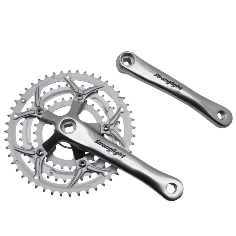 Pédalier Route Stronglight 9-10V. Impact Eco Argent 170 mm 48-38-28 Compatible 8V. (Axe Carré 115 mm)