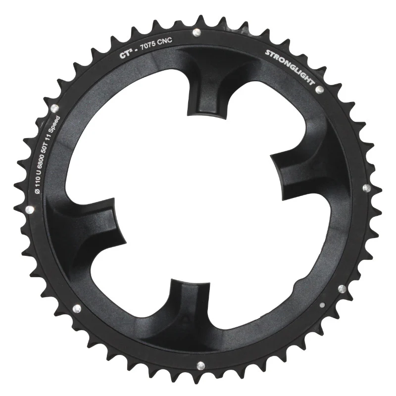 Plateau Route 4 branches Ø 110 Pour Shimano Ultegra 6800 Stronglight 50 dents Extérieur Noir Ct2 11V.